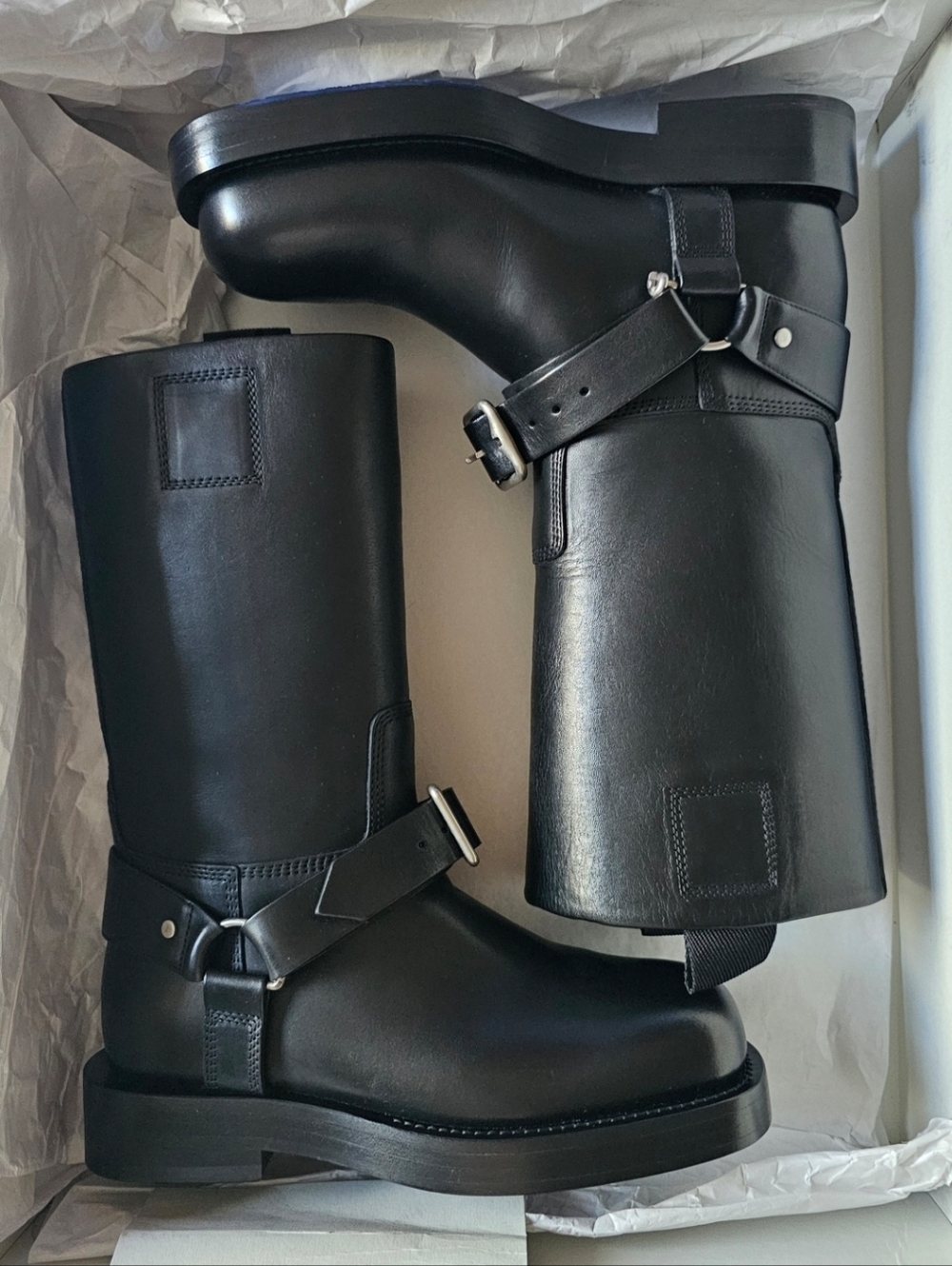 Burberry Midcalf Saddle Runway Boots Black Calfskin Sz 37EU/US 7 NIB$2390